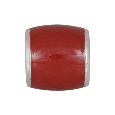 Bead - Crimson Enamel, Sterling Silver