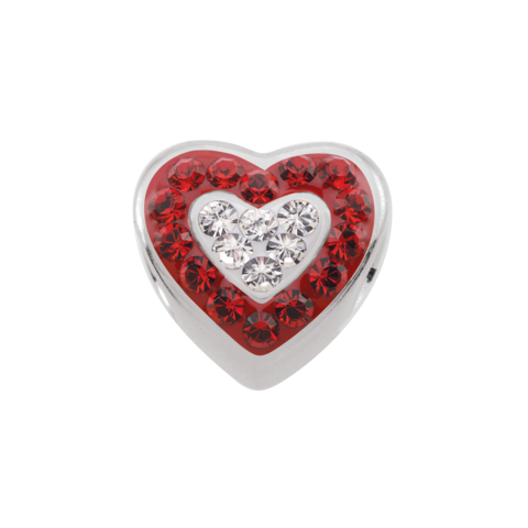 Bead - Crimson/white Crystal Heart